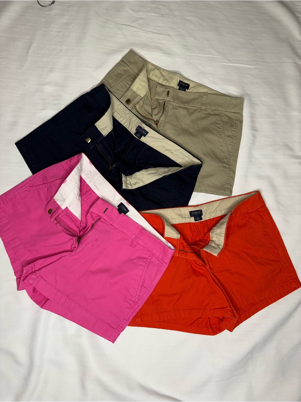 J.Crew Women’s Chino Shorts - Pink, Red, Navy, Khaki Size 4 Lot Y2K